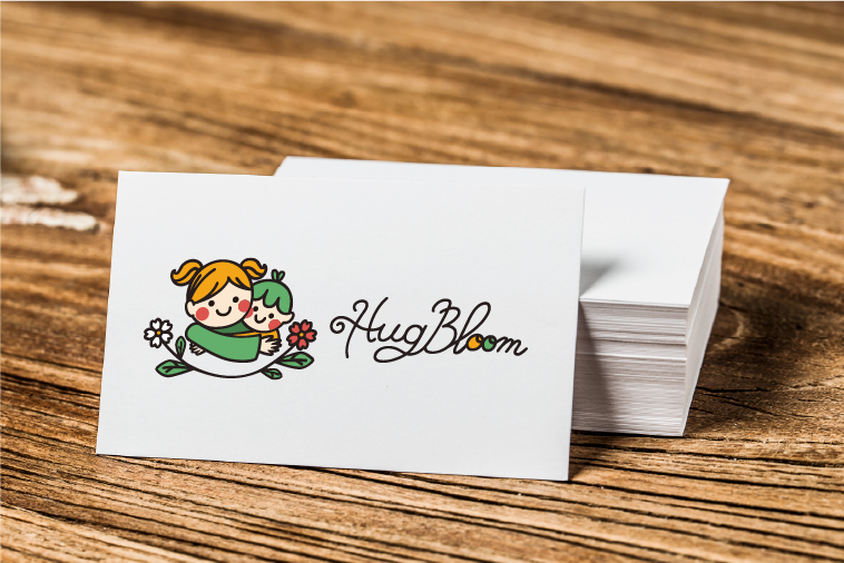 ハンドメイド作家「Hug Bloom」様シンボル・タイポグラフィ-名刺サンプル